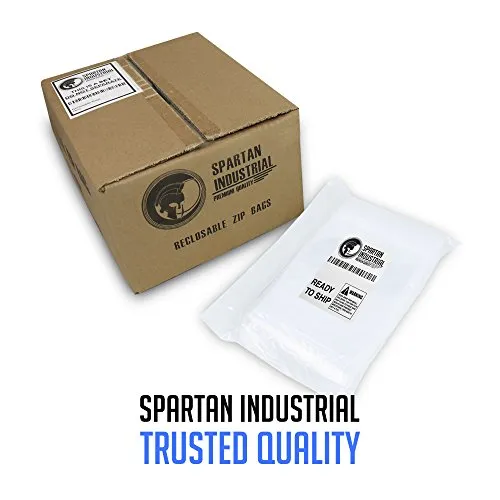 Spartan Industrial - 8” X 10” (200/1000 Pack) 2 Mil Clear Reclosable Zip Plastic Poly Bags with Resealable Lock Seal Zipper