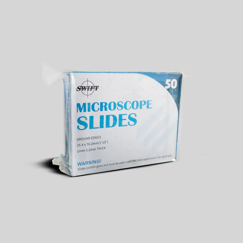 Swift Microscope Slides, Pre-Cleaned, 50 Slides, No Cover Slips Included