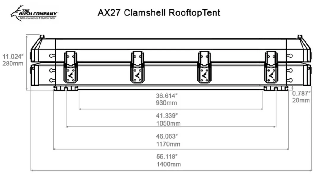 The Bush Company AX27 Clamshell Rooftop Tent