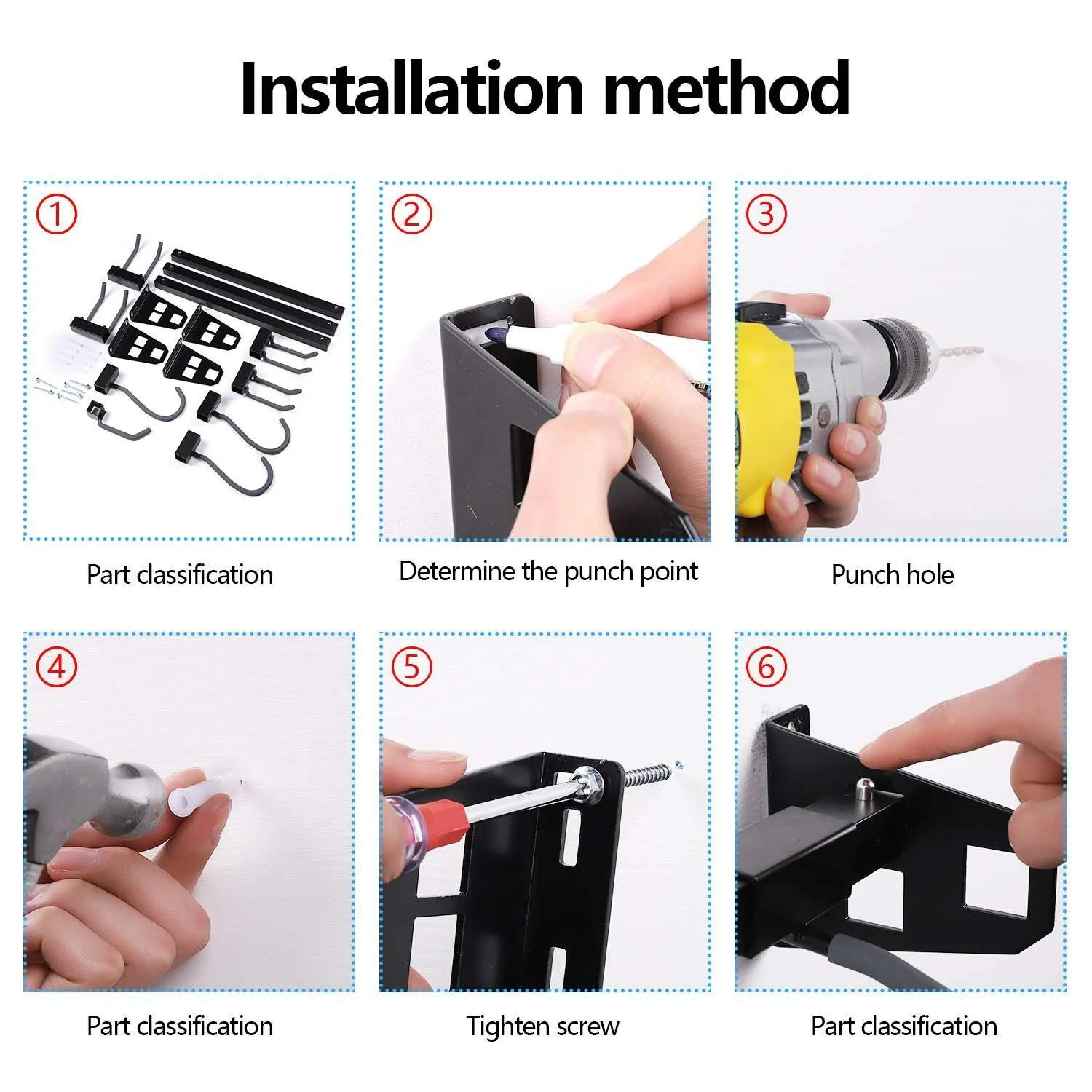 Tool Storage Rack - Adjustable Wall Mount Tools Storage System Heavy Duty Tools Hanger, Garage shed Basement Workshop Storage (55.5 inch)