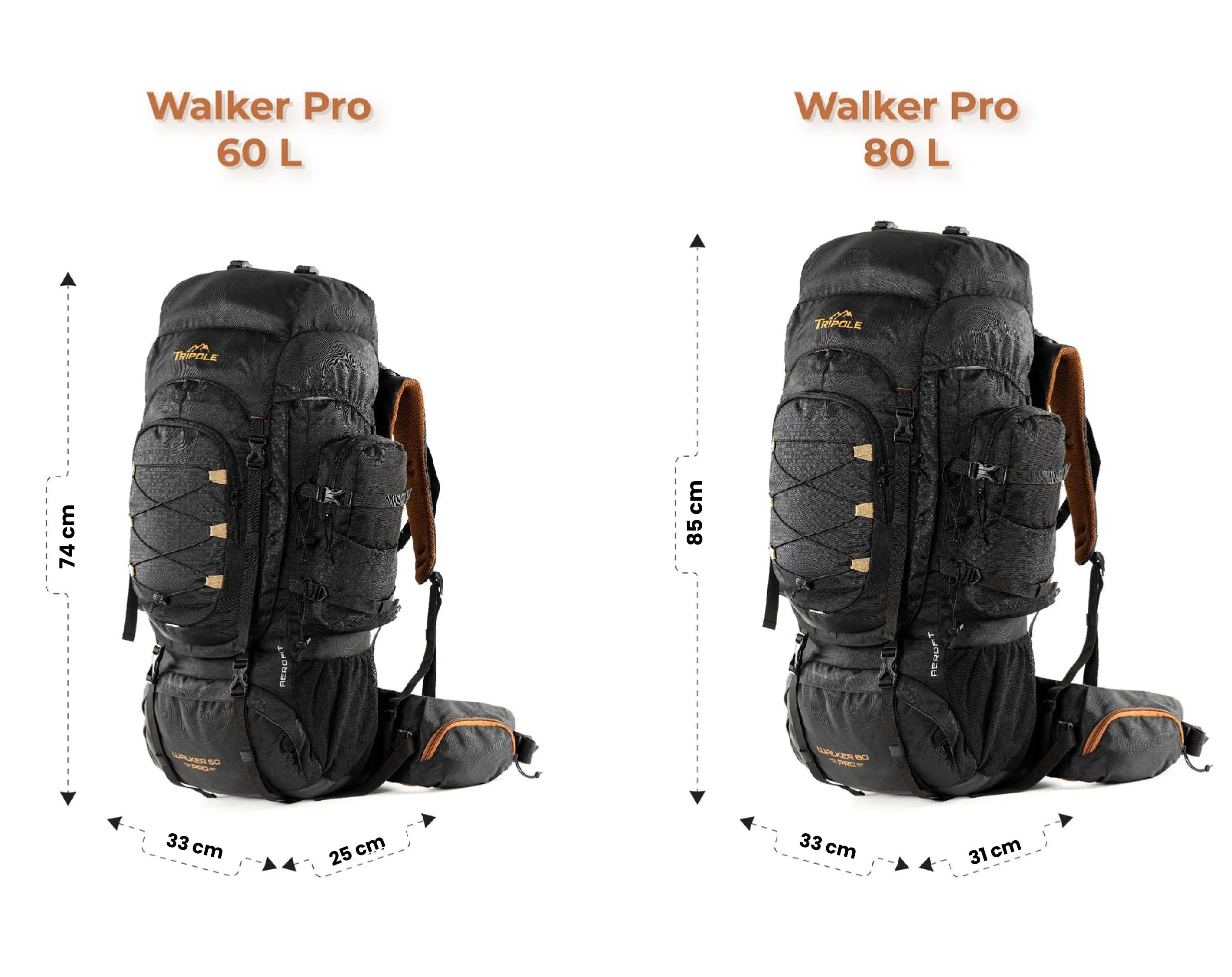 Tripole Walker Pro Metal Frame Rucksack with Rain Cover for Trekking & Travel | Front Opening | Laptop Sleeve | Men & Women | 5 Year Warranty | 80 Litre | Blue