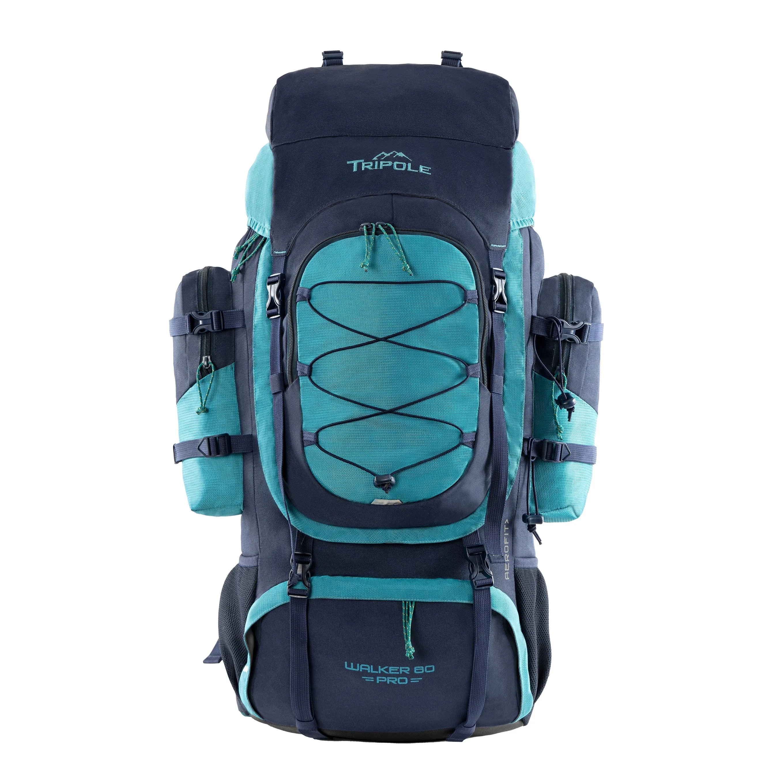 Tripole Walker Pro Metal Frame Rucksack with Rain Cover for Trekking & Travel | Front Opening | Laptop Sleeve | Men & Women | 5 Year Warranty | 80 Litre | Blue