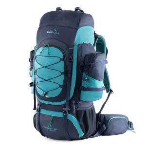 Tripole Walker Pro Metal Frame Rucksack with Rain Cover for Trekking & Travel | Front Opening | Laptop Sleeve | Men & Women | 5 Year Warranty | 80 Litre | Blue