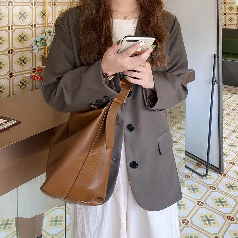 Women's Korean Style Large Capacity Soft Collapse Shoulder Bags