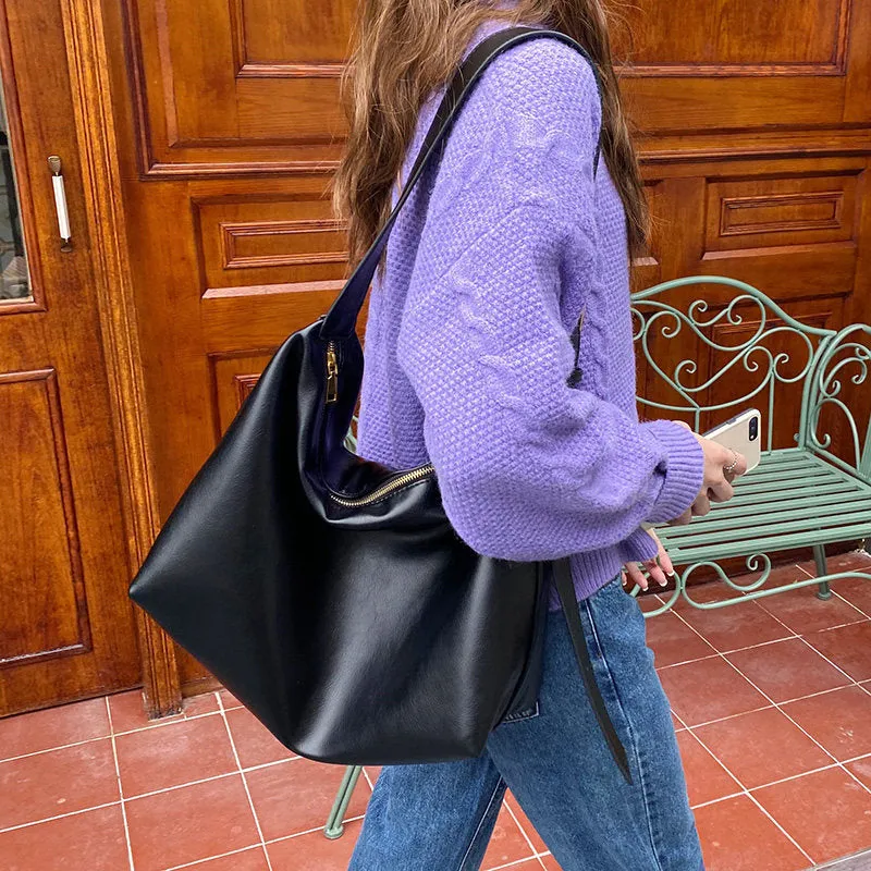 Women's Korean Style Large Capacity Soft Collapse Shoulder Bags
