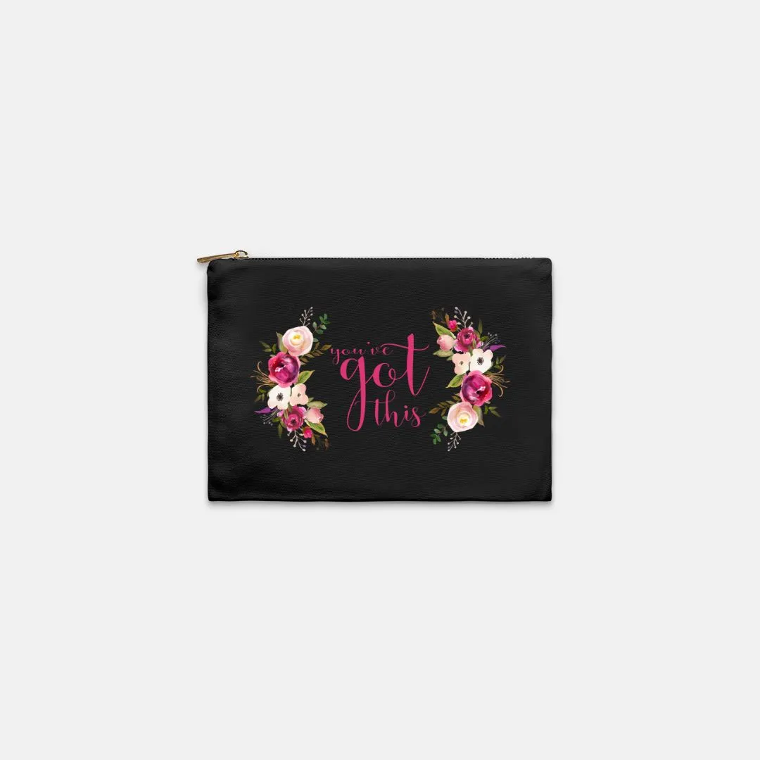You Got This Floral Cosmetic Bag