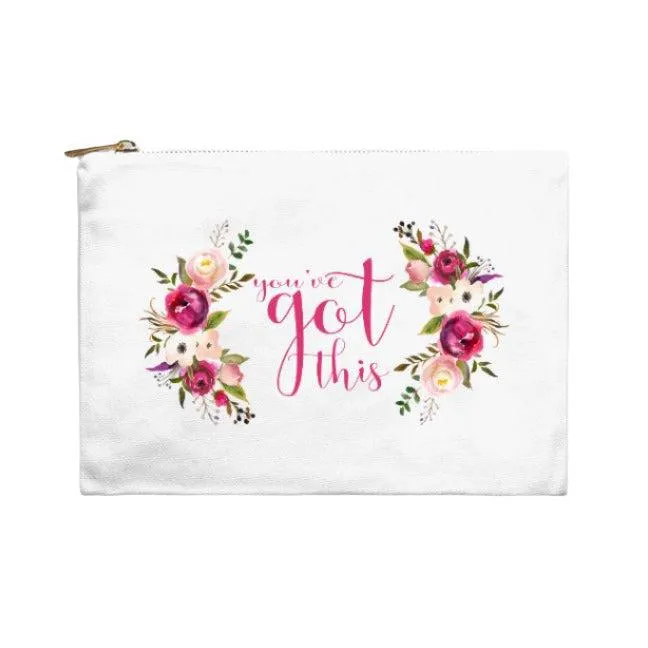 You Got This Floral Cosmetic Bag