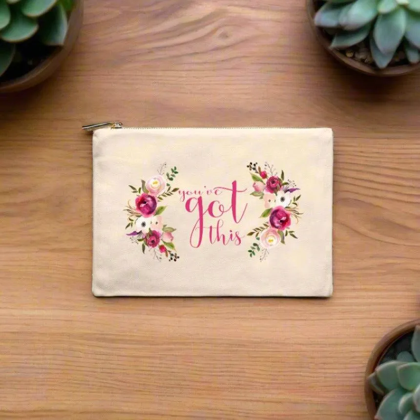 You Got This Floral Cosmetic Bag