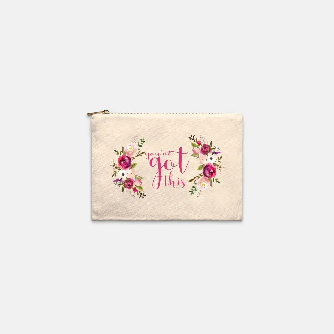 You Got This Floral Cosmetic Bag